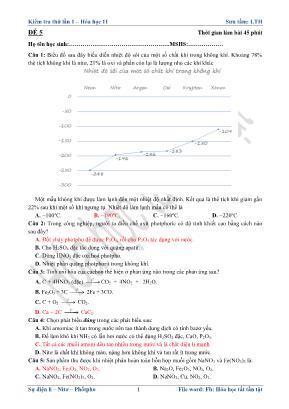 Đề kiểm tra thử lần 1 môn Hóa học Lớp 11 - Đề 5 (Kèm đáp án)